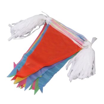 2 Bag Party Banner Triangle Shape Anti Fade Decorative Pennants Flag for Party Decoration 200m White Rope Colorful Flag 2 Bag