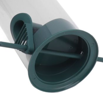 2 Set Bird Tube Feeder Plastic Transparent Hanging Finch Feeder Garden Decoration with 2 Vents 2 Ports