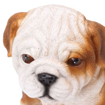 English Bulldog Puppy Statue Lifelike Resin Bulldog Sculpture for Garden Lawn Porch Decoration Sitting Bulldog