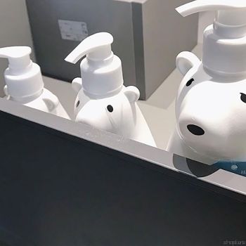 Soap Dispenser Bottle Cute Bear Shape Large Capacity Pump Dispenser Bottle for Bathroom Kitchen S (8.5x19cm/3.3x7.5in) (300ML)