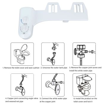 Bidet Attachment Self Cleaning Dual Nozzle Adjustable Water Pressure Cold Water Toilet Bidet for Feminine Wash 9/16