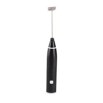 Electric Stirrer Black 3 Speed Modes USB Charge Stainless Steel Comfy Handle Mini Hand Mixer with Egg Separator