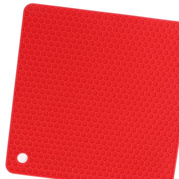 5pcs Silicone Pot Holders Mat Heat Resistant Anti Slip Square Honeycomb Trivet Mat Hot Pads for Kitchen Counter Red