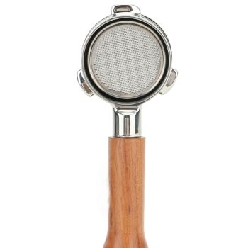 Bottomless Portafilter 54mm 3 Ears Solid Wood Handle Stainless Steel Coffee Bottomless Filter for Breville 8 Series C1 Type Red Wood