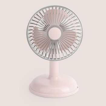 Small Electric Fan Simple Portable Vintage Pure Color USB Charging Little Fan for Summer Light Pink
