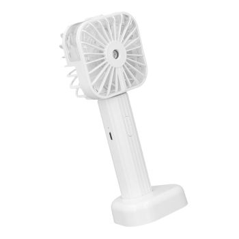 Hand Held Misting Fan Portable Battery Operated USB Rechargeable Quiet Spray Cooling Fan for Travel Outdoors White