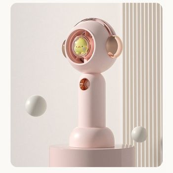 Portable Handheld Misting Fan Cute Cartoon USB Rechargeable Personal Fan for Outdoor Indoor Pink