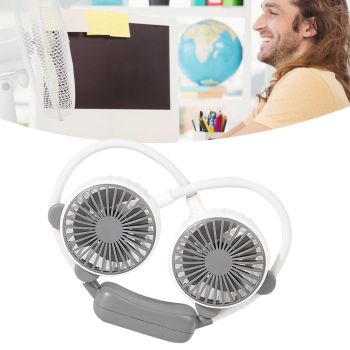 Portable Neck Fan Bendable Wearable USB Rechargeable Hand Free Mini Hanging Fan for Office Travel White