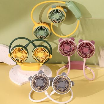 Portable Neck Fan Bendable Wearable USB Rechargeable Hand Free Mini Hanging Fan for Office Travel Taro Purple