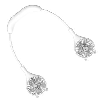 Neck Fan USB Rechargeable Cute Portable Retractable Universal Adjustment Cooling Fan For Outdoor Sports Travel White