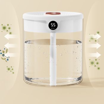 2L Double Nozzle Air Humidifier USB Double Jet Humidifier with LCD Humidity Display Large Capacity Aroma Oil Diffuser for Home Bedroom White