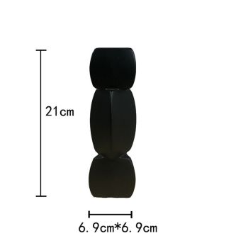 Lotus Root Shaped Vase Ingenious Pure Color Ceramic Decorative Flower Vase for Living Room Bedroom Office Black Small