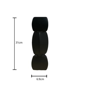 Lotus Root Shaped Vase Ingenious Pure Color Ceramic Decorative Flower Vase for Living Room Bedroom Office Black Large