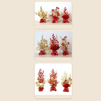 Table Lucky Tree Decoration Lifelike Exquisite Fortune Tree Ornament with Hangtag for Spring Festival Housewarming Small B