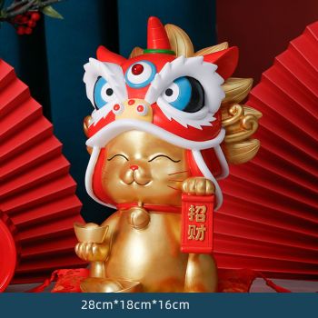 Fortune Cat Figure Ornament Fortune Cat Saving Pot Coin Bank Decoration for Shop Office Gold