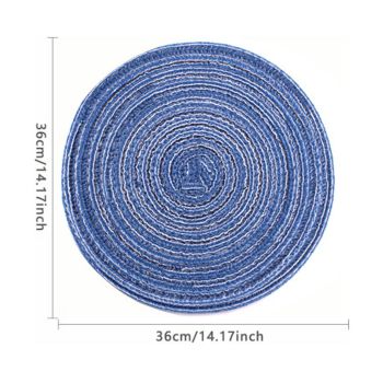 4Pcs Circular Cup Mat Braiding Heat Resistant Bowl Plate Mat Nordic Style Insulation Coaster Blue