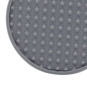6Pcs Silicone Coaster Set Heat Resistant Prevent Slip Flexible Round Silicone Drink Coaster with Holder for Home Kitchen Grey