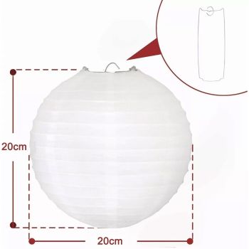 Chinese White Paper Lantern Decorative Round Paper Lanterns with 10 LED Lights for Wedding Party Christmas Party Decor