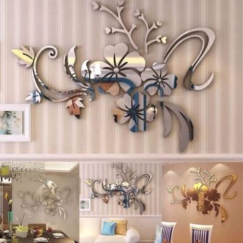 Acrylic Mirror Wall Sticker Removable 3D Wall Decal for Living Room Bedroom Bathroom Studio