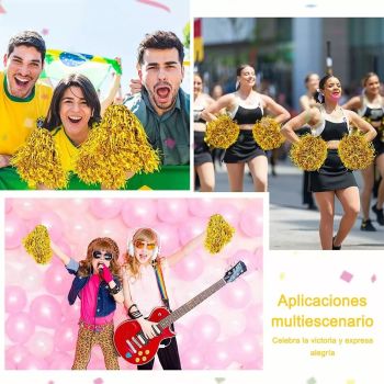 10PCS Cheerleading Pompoms with Straight Handle Reusable Flash Effect Plastic Cheering Poms Ball for Basketball Baseball