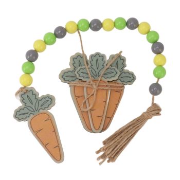 Easter Tiered Tray Decor Bunny Carrot String Bead Rolling Pin Ladder Wooden Easter Tray Decoration