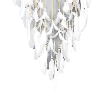 Beige Feather Wind Chimes Vintage Decorative Beautiful Robust Hand Crafted Wind Chimes for Balcony Type A