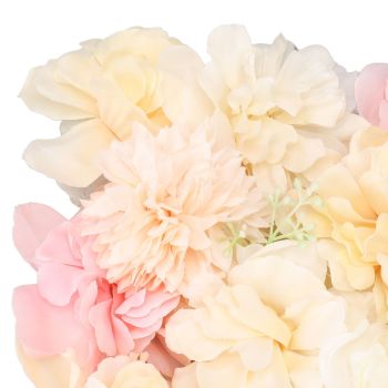 Artificial Flower Wall Panels Simulation Silk Rose Flower Wall Decor for Wedding Party Stage Background Backdrop 15x15in Yellow and Pink