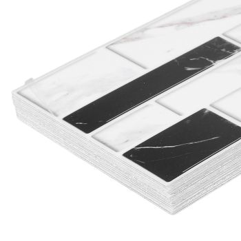 27PCS Kitchen Wallpaper Tile Self Adhesive PVC Wear Resistant White Black Faux Brick for Home Bathroom
