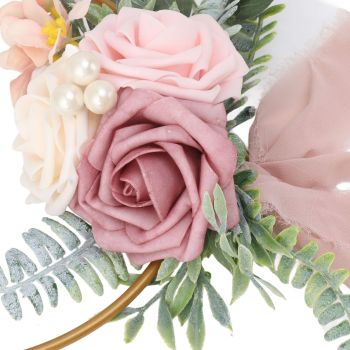 Artificial Succulents Wreath Iron Foam Greenery Wreath Portable Bridal Wreath for Wedding Celebration A