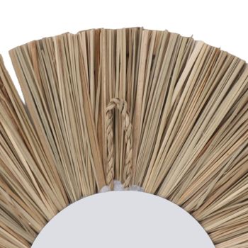 Seagrass Wall Mirror Hand Woven Decorative Round Seagrass Hanging Mirror for Entryway Bedroom Bathroom Original Color and Black