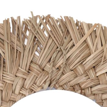 Straw Weaving Wall Mirror Retro Beautiful Woven Wall Hanging Mirror for Dorm Room Decoration Nature