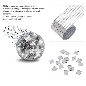 1600Pcs Self Adhesive Mirror Mosaic Sheet Adhesive Mosaic Square Glass Tile Sticker for Home Decorating Silver