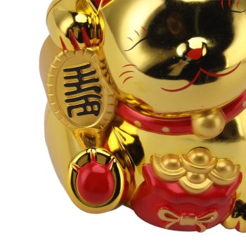 5.5in Electric Waving Arm Fortune Cat Decorative Cute Plastic Cat Ornaments for Cashier Desk MLY11020-4 Gold
