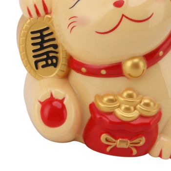 5.5in Electric Waving Arm Fortune Cat Decorative Cute Plastic Cat Ornaments for Cashier Desk MLY11020-2 Yellow