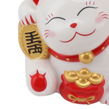 5.5in Electric Waving Arm Fortune Cat Decorative Cute Plastic Cat Ornaments for Cashier Desk MLY11020-1 White