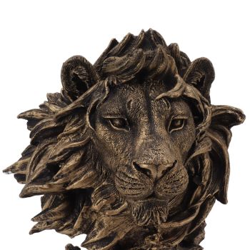 Lion Head Sculpture Resin Vivid Lifelike Artistic Decorative Lion Statue for Living Room Study Hallway