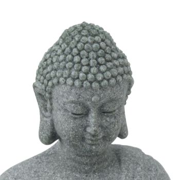 Buddha Statue Green Sandstone Sculpture Buddhist Sitting Figurine Ornament for Living Room Courtyard 7135K-01