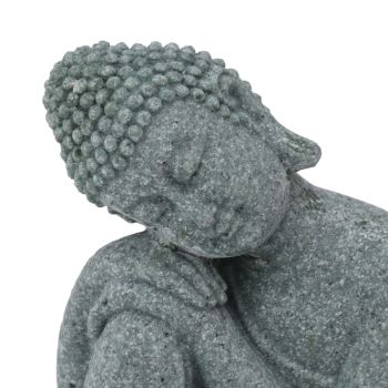 Buddha Statue Green Sandstone Sculpture Buddhist Sitting Figurine Ornament for Living Room Courtyard 7135K-05