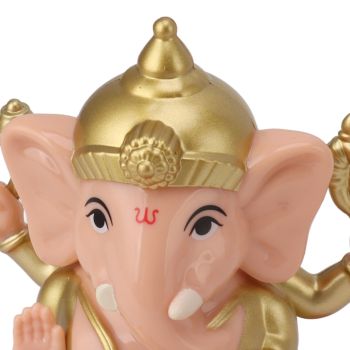 Ganesha Elephant God Statues Solar Powered Indian Ganesha Idol Figurine for Car Dashboard Home Decor Crafts Fleshcolor