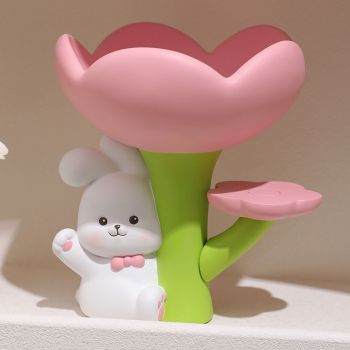 Rabbit Flower Key Tray Resin Storage Plate Jewelry Holder Home Decoration for Bedroom Office