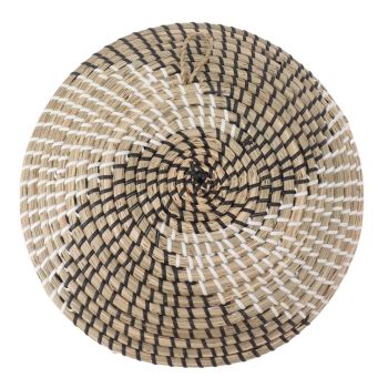 Woven Wall Basket Decor Handcrafted Seagrass Hanging Baskets Multifunction Woven Insulation Pad for Living Room Kitchen Type 2