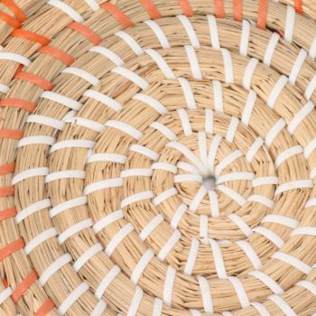 Round Grass Wall Ornaments 35cm Diameter Hand Knitting Hanging Woven Wall Baskets for Living Room Kitchen Style 1