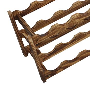 Wine Rack Pine Wood Wine Bottle Storage Shelf Display Organizer Decor for Countertop Home 3 Layer 15 Bottles Capacity