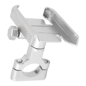 Bike Phone Mount Aluminum Alloy Silicone Pad Rotatable Impact Resistant Bike Cell Phone Holder for 4 to 7 Inch Device Silver