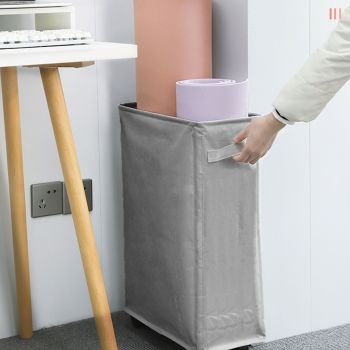 4 Roll Wheels Laundry Basket with Handles Oxford Cloth Storage Bin for Household Sundries Dark Gray