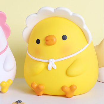 Kids Piggy Bank Cute Cartoon Money Coin Bank Anti Fall Vinyl Resin Money Bank for Boys Girls Yellow Duck