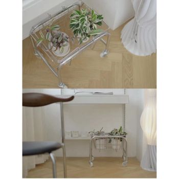 Storage Basket Convenient High Load Bearing Capacity for Bedroom Kitchen Dormitory Supplies Plastic Rolling Wheel + Storage Basket