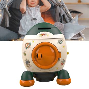 Cartoon Style Space Rocket Piggy Bank Money Bank Money Saving Jar Boys Girls Gift Morandi Green