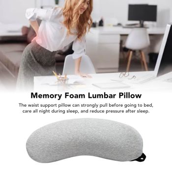 Lumbar Support Pillow Memory Foam Soft Good Resilience Reduce Pressure Ergonomic Back Waist Support Cushion Light Gray 47x21x13cm/18.5x8.3x5.1in