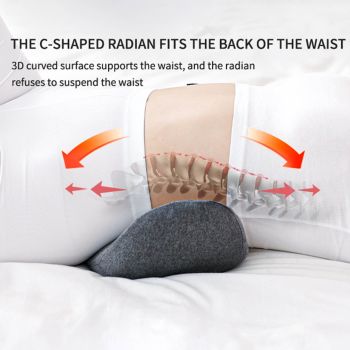 Lumbar Support Pillow Memory Foam Soft Good Resilience Reduce Pressure Ergonomic Back Waist Support Cushion Dark Gray 47x21x13cm/18.5x8.3x5.1in